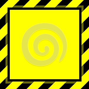 Warning sign yellow black stripe frame template background copy space, banner frame striped awning yellow, stripe frame
