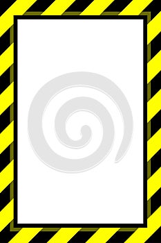 Warning sign yellow black stripe frame template background copy space, banner frame striped awning yellow, stripe frame