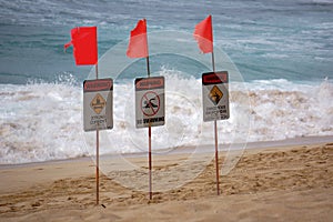 Warning Signs at Beach