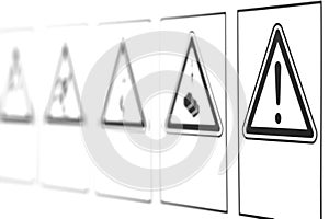 The warning signs in the form of a triangle