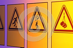 Warning signs in the form of a triangle