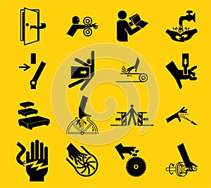 Warning signs,industrial hazards icon labels Sign Isolated on White Background,Vector Illustration