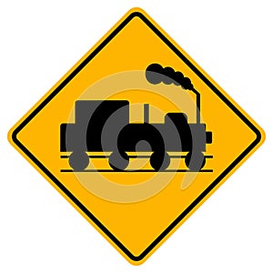 Warning signs Railway crossing without gates on white background