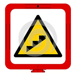 Warning Slope Step Symbol, Vector Illustration, Isolate On White Background Label. EPS10