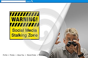 WARNING Social Media Stalking Zone sign screen