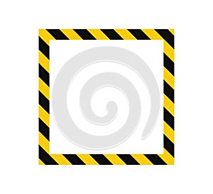 Warning square frame with yellow and black diagonal stripes. Rectangle warn frame. Yellow and black caution tape border