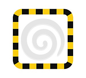 Warning square frame with yellow and black tape. Barricade lines. Rectangle warn frame with text space set. Yellow and