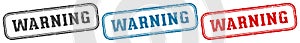 warning stamp. warning rectangular stamp set isolated on white background