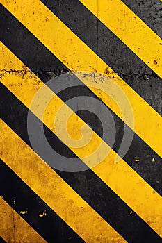 Warning striped background. Yellow and black stripes. Danger, caution  sign. Ai generative