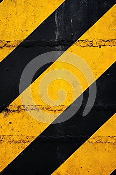 Warning striped background. Yellow and black stripes. Danger, caution  sign. Ai generative