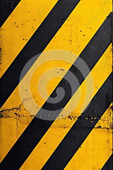 Warning striped background. Yellow and black stripes. Danger, caution  sign. Ai generative