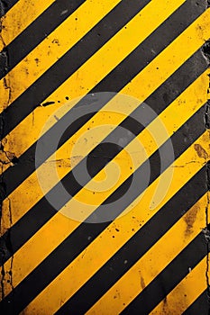 Warning striped background. Yellow and black stripes. Danger, caution  sign. Ai generative