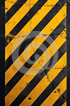 Warning striped background. Yellow and black stripes. Danger, caution  sign. Ai generative