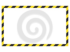 Warning striped frame, warning to be careful, potential danger, yellow & black stripes on the diagonal