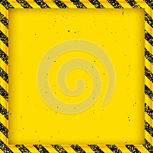 Warning striped grunge square frame, safety danger sign