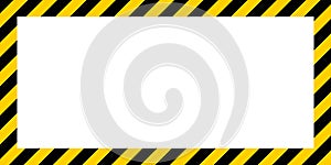 Warning striped rectangular background border yellow and black color Construction warning border photo