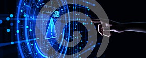Warning of a system hacked. Cyber Attack, Data Protection and technology concept