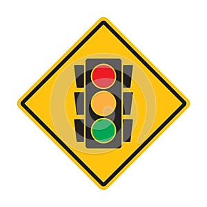 Warning traffic sign intersection, traffic light ahead sign vector icon for graphic design, logo, web site, social media, mobile