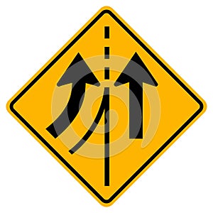 Warning traffic sign merging Left lane
