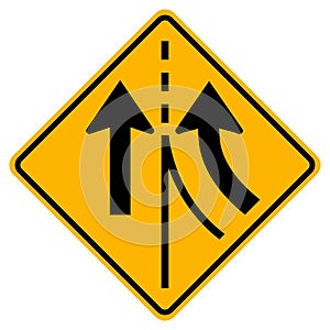 Warning traffic sign merging Right lane