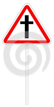 Warning traffic sign - road intersection