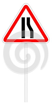 Warning traffic sign - Road narrows