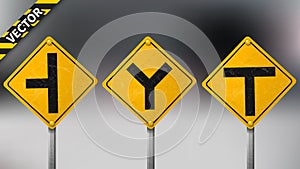 Warning Traffic sign set on blurred traffic background, isolated and easy to edit. Vector Illustration