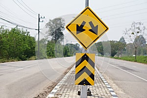 Warning traffic sign for transportation.