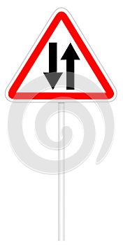 Warning traffic sign - Two-way road