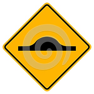 Warning traffic signs Speed hump on white background