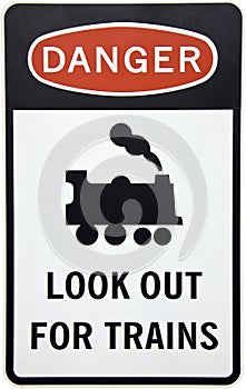 Warning for trains sign