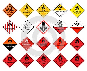 Warning transport hazard pictograms,Hazardous chemical danger Symbol Sign Isolate on White Background,Vector Illustration