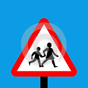 Warning triangle children crossing