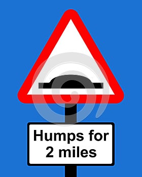 Warning triangle Distance over which road humps extend