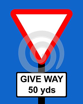 Warning triangle Distance to GIVE WAY sign ahead