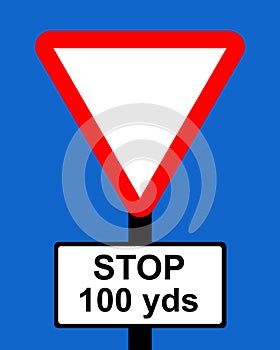 Warning triangle Distance to STOP sign ahead