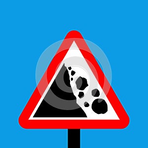 Warning triangle Falling or fallen rocks sign
