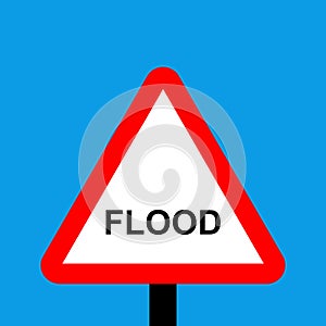 Warning triangle flood sign