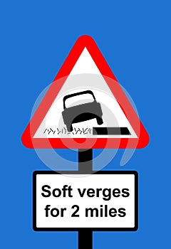 Warning triangle soft verges traffic sign