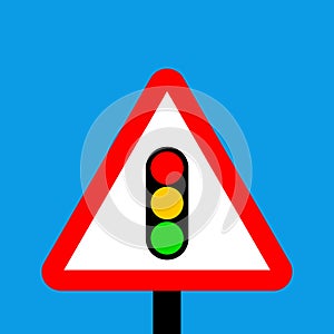 Warning triangle traffic signals ahead