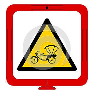 Warning Tricycle Symbol Sign,Vector Illustration, Isolate On White Background Label. EPS10