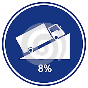 Warning Up To Hill Square Shaped Steep Climb 8% Traffic Road Sign,Vector Illustration, Isolate On White Background, Symbols,