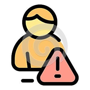 Warning user icon vector flat