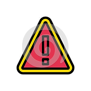 Warning vector color line icon