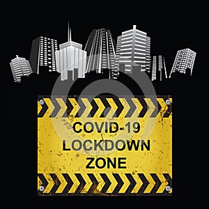 Warning virus lockdown zone sign