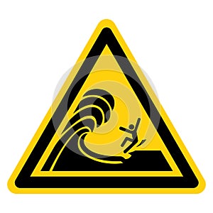 Warning Waves Break On Ledge Stand Back Symbol Sign, Vector Illustration, Isolate On White Background Label. EPS10