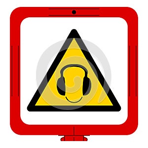 Warning Wear Ear Protection Symbol Sign, Vector Illustration, Isolated On White Background Label. EPS10