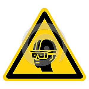 Warning Wear Hard Hat and Chemical Goggles Symbol Sign ,Vector Illustration, Isolate On White Background Label. EPS10
