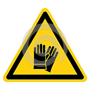 Warning Wear Safety Gloves Symbol Sign ,Vector Illustration, Isolate On White Background Label. EPS10