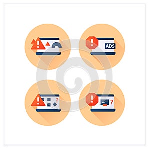 Warnings flat icons set